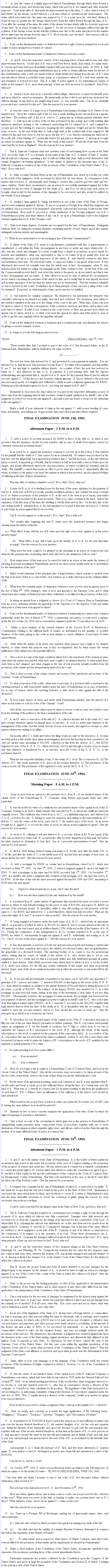 An image sample of the 1903 Bar Exam